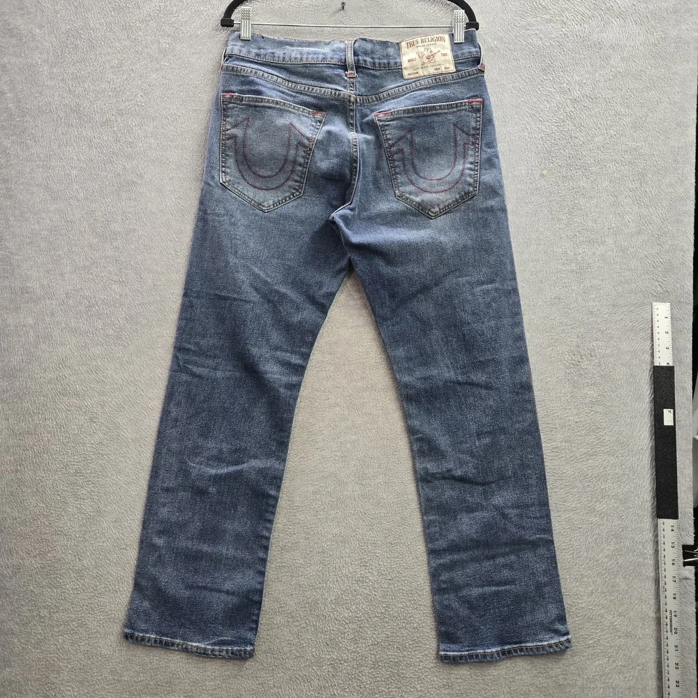 True Religion Men Jeans 32‎ Blue Denim Embroidered RICKY Relaxed Straight